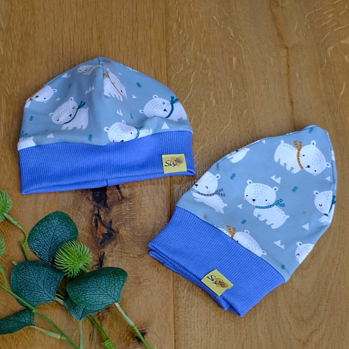 Buendchenhauben Gr.M+ S mit Eisbär-Motiv