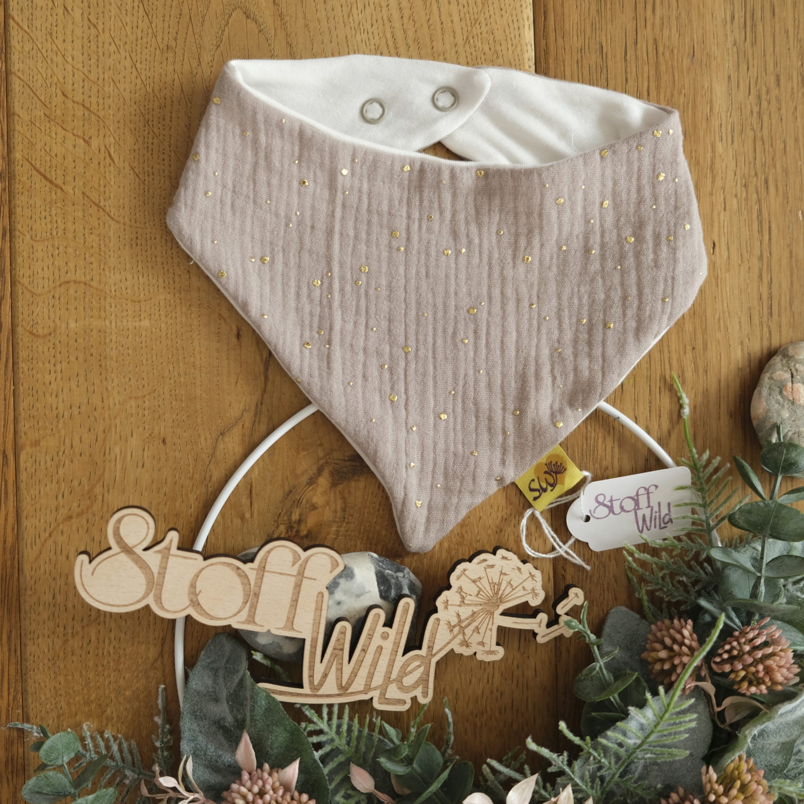 Baby-Wende-Halstuch Musselin "Goldsprenkel"