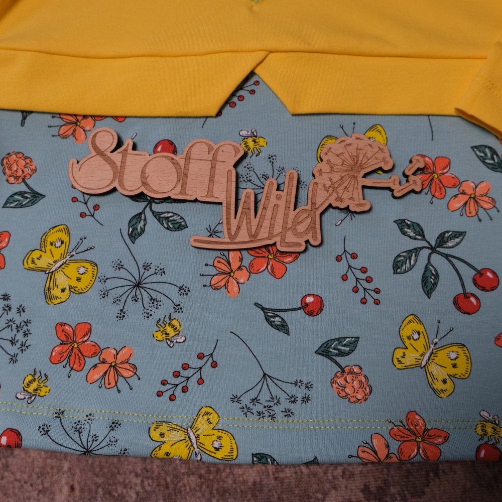 Motivdetail Langarm-Tunika für Mädchen - GirlyShirt Gr. 98 Motiv Blumenwiese Blau