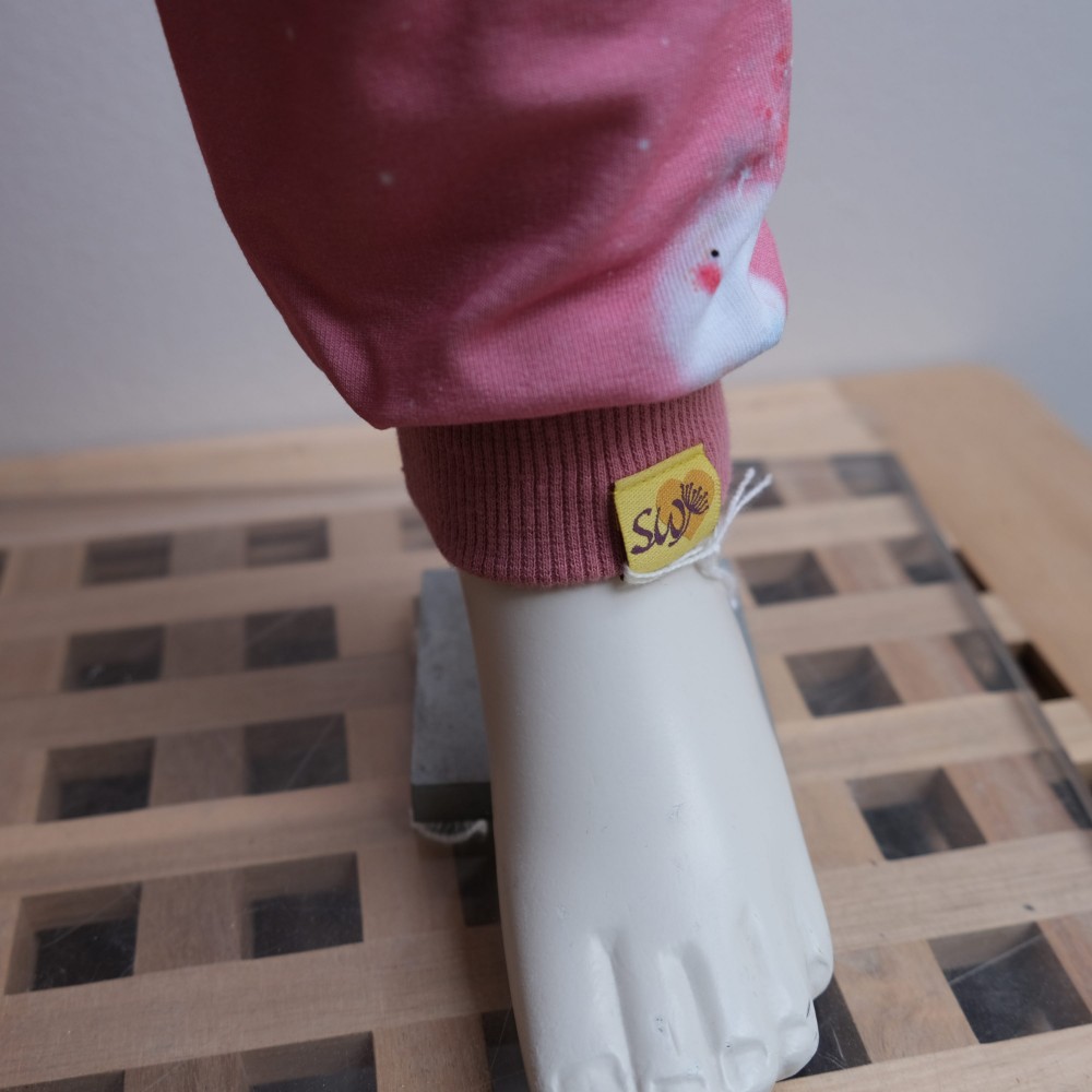 Baby/Kleinkindhose mit Pusteblumen-Motiv in altrosa Gr. 86-92 - Fussbündchen