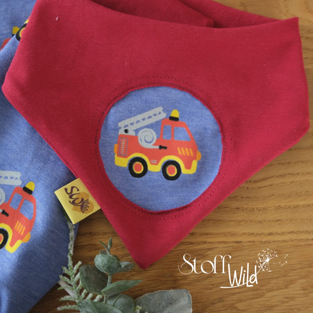 Detail Halstuch - Baby-Set 68 Feuerwehr mit Hose, Haube und Halstuch