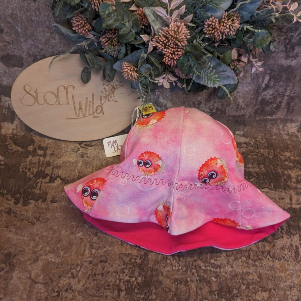 Sommerhut mit Krempe "Kugelfisch rosa"