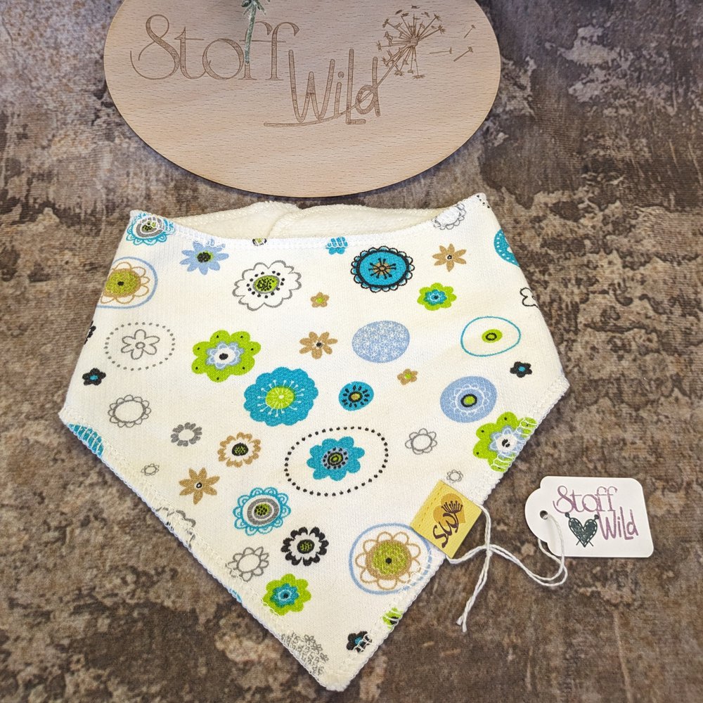 Baby-Dreieckstuch, weiss-türkis-blau