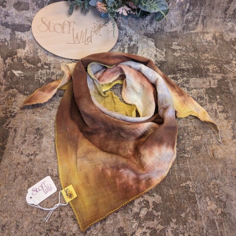 Musselin Halstuch für Kleinkinder und Kinder mit BatikMuster und gelbem Saum