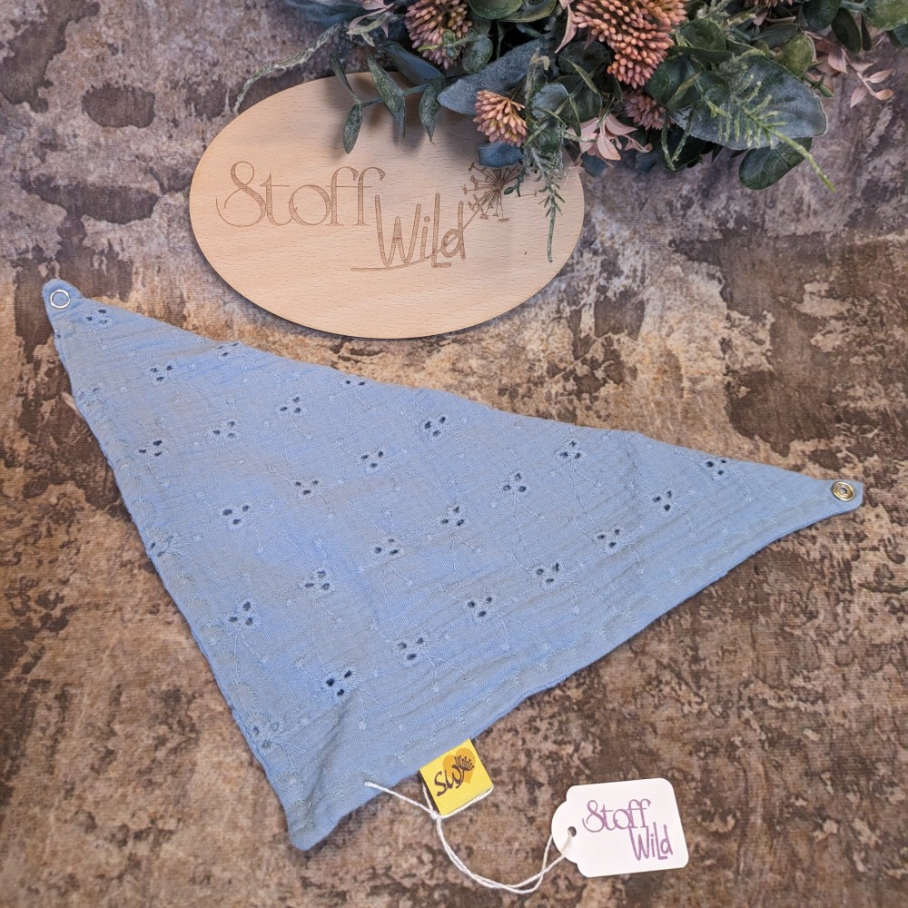 Baby-Musselin-Halstuch "Lochstickerei rauchblau"