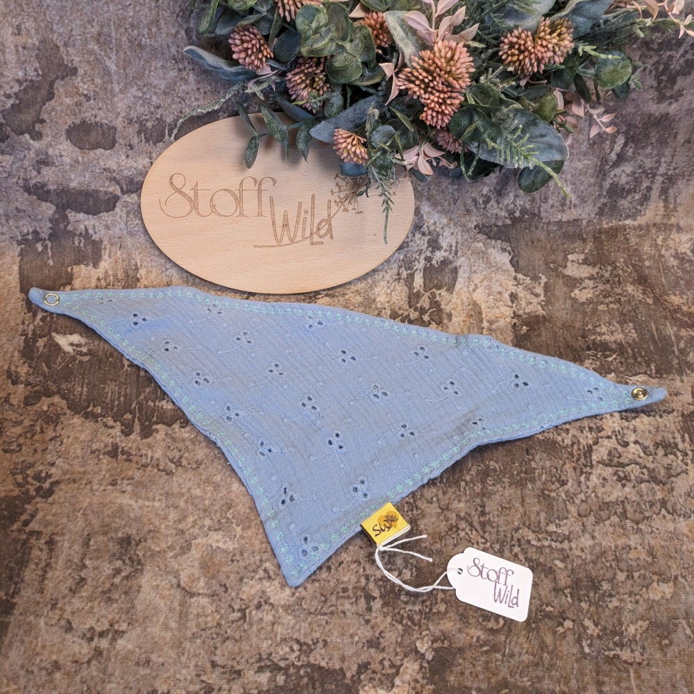 Baby-Musselin-Halstuch "Lochstickerei rauchblau"