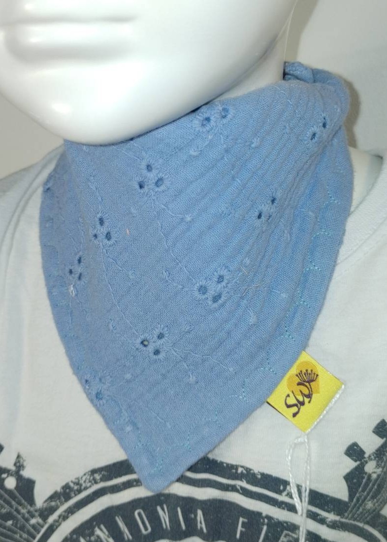 Baby-Musselin-Halstuch "Lochstickerei rauchblau"