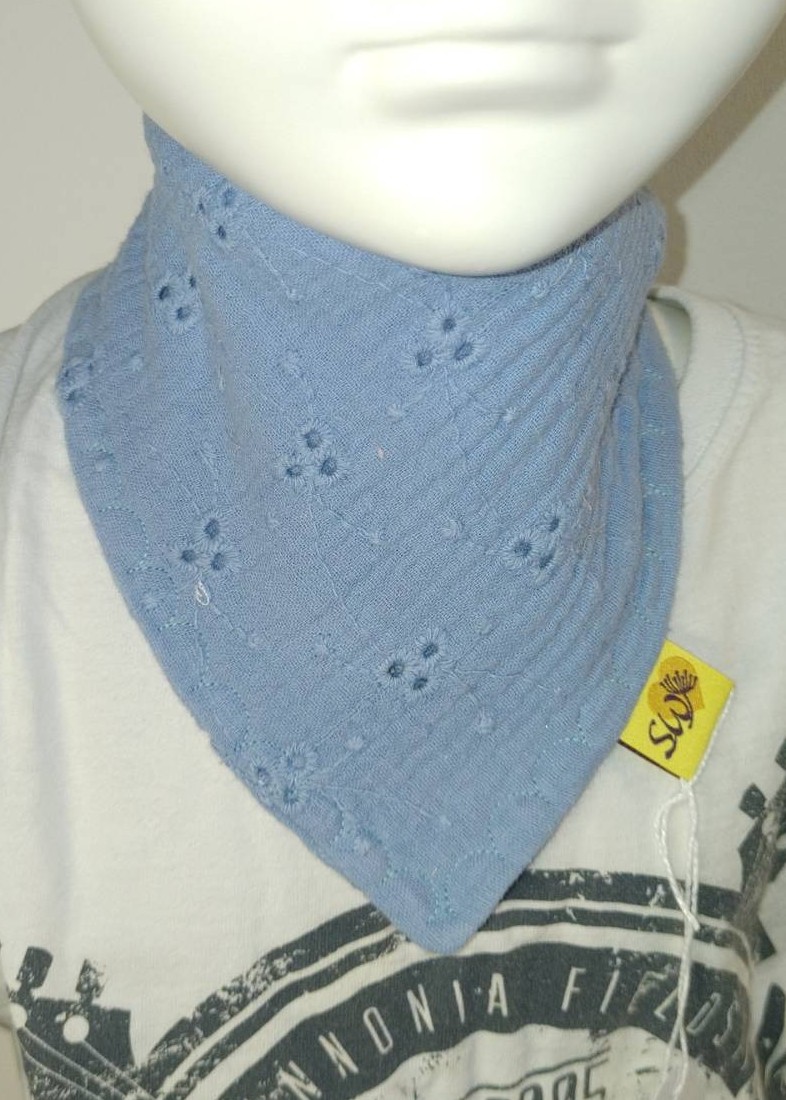 Baby-Musselin-Halstuch "Lochstickerei rauchblau"