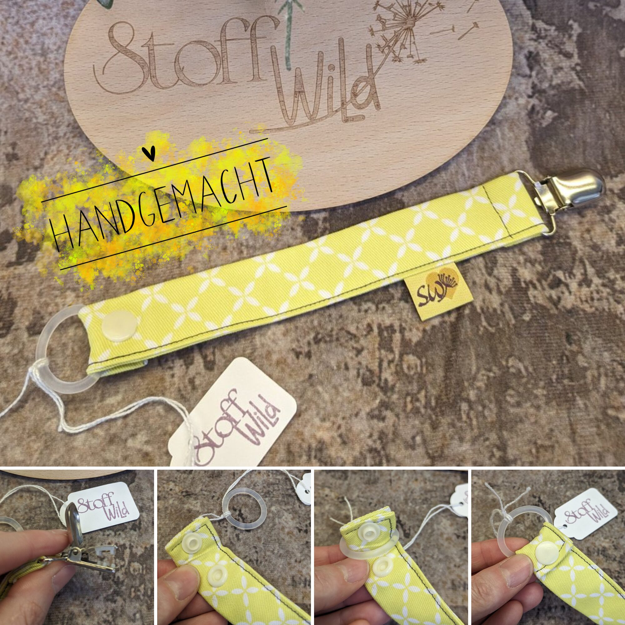 Schnullerband mit gerader Absteppung