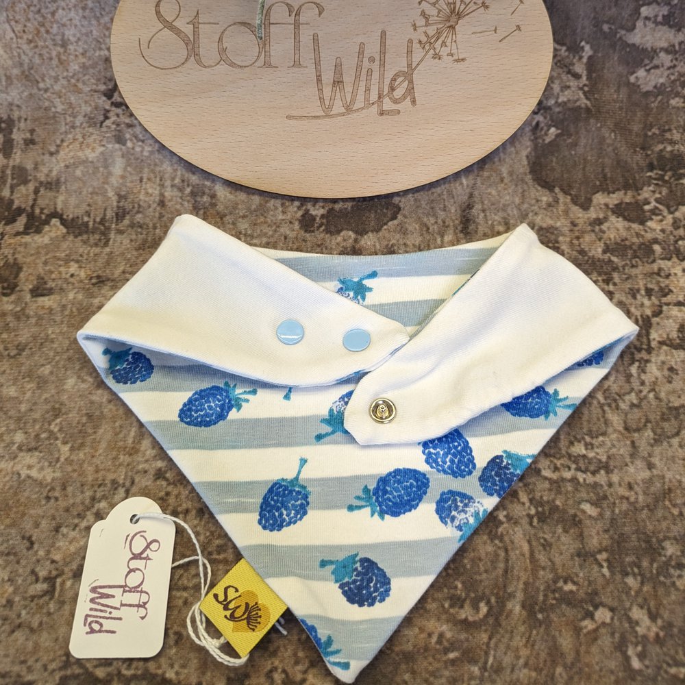 Baby-Wende-Halstuch „Himbeerchen blau“