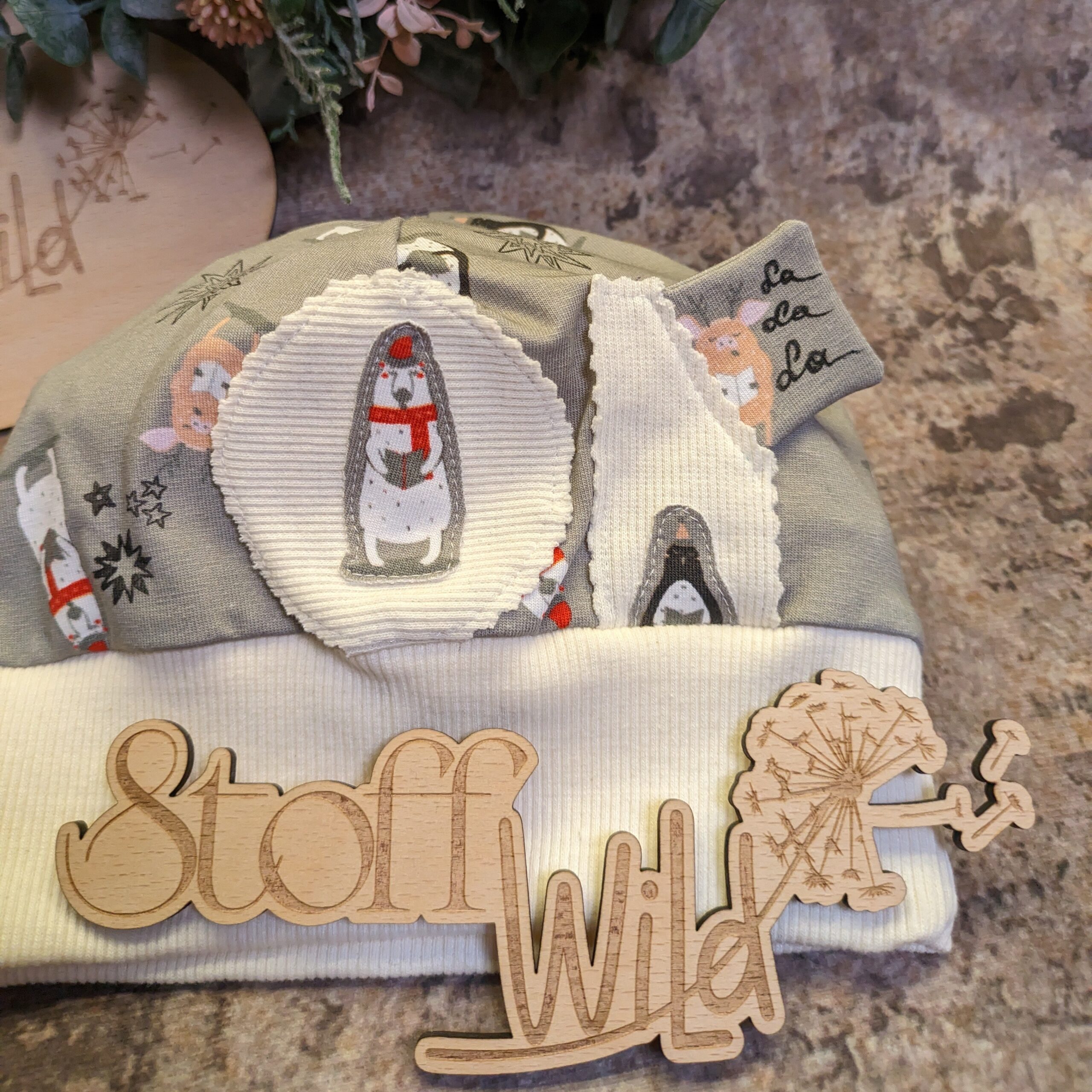 Bündchenhaube WinterTiere, Gr. M