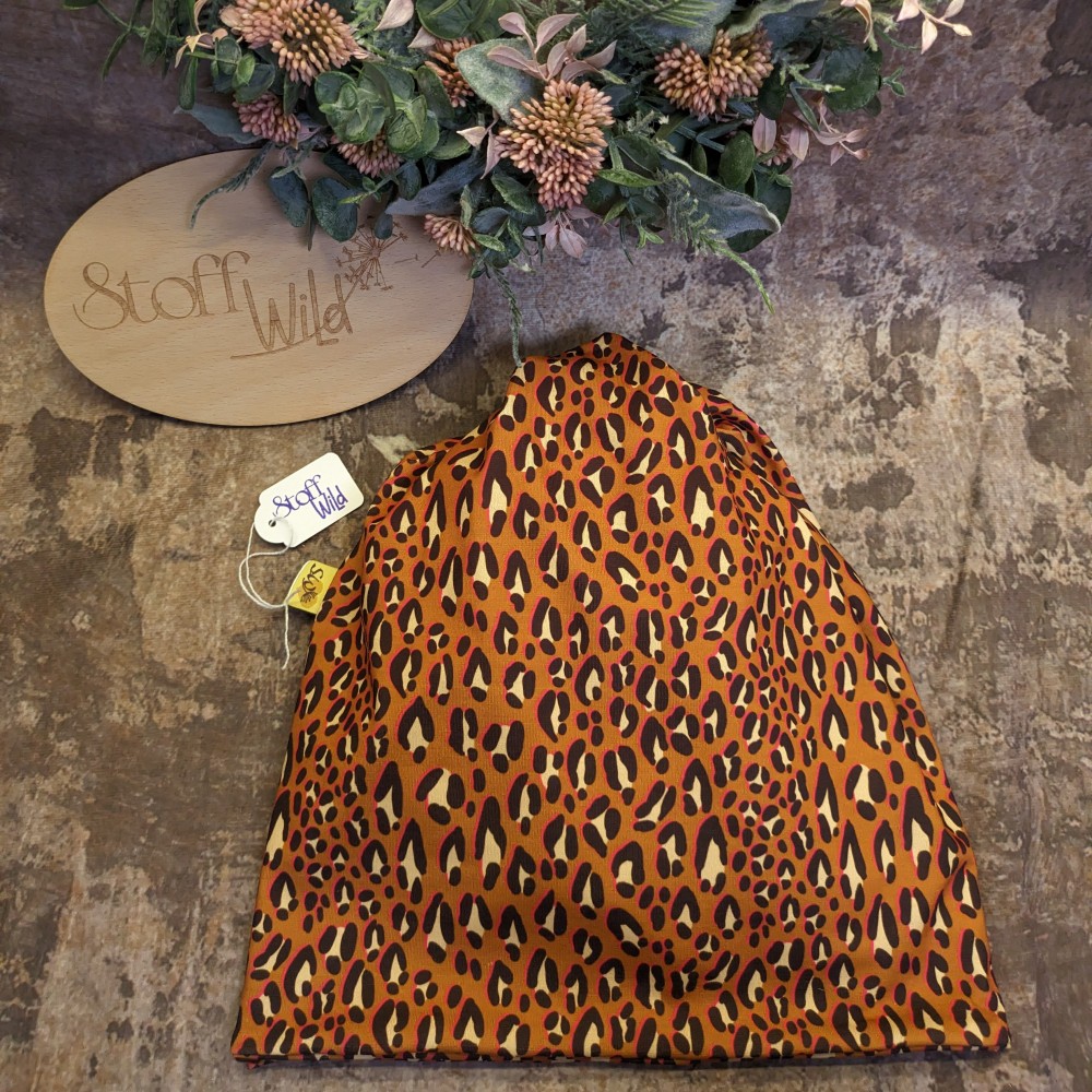 ZopfBeanie und Loop / 2in1 – LeoMuster, Gr. L