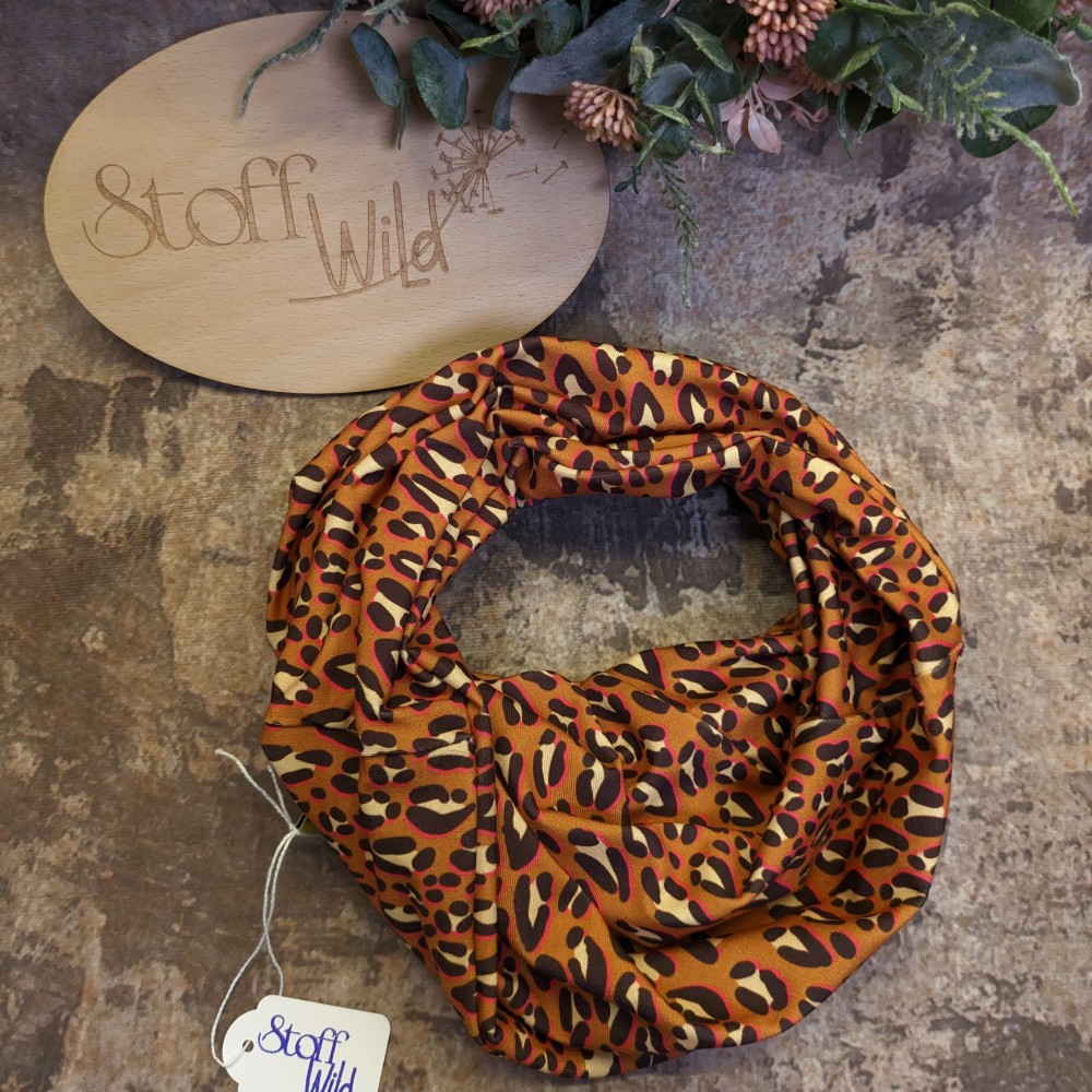 ZopfBeanie und Loop / 2in1 – LeoMuster, Gr. L