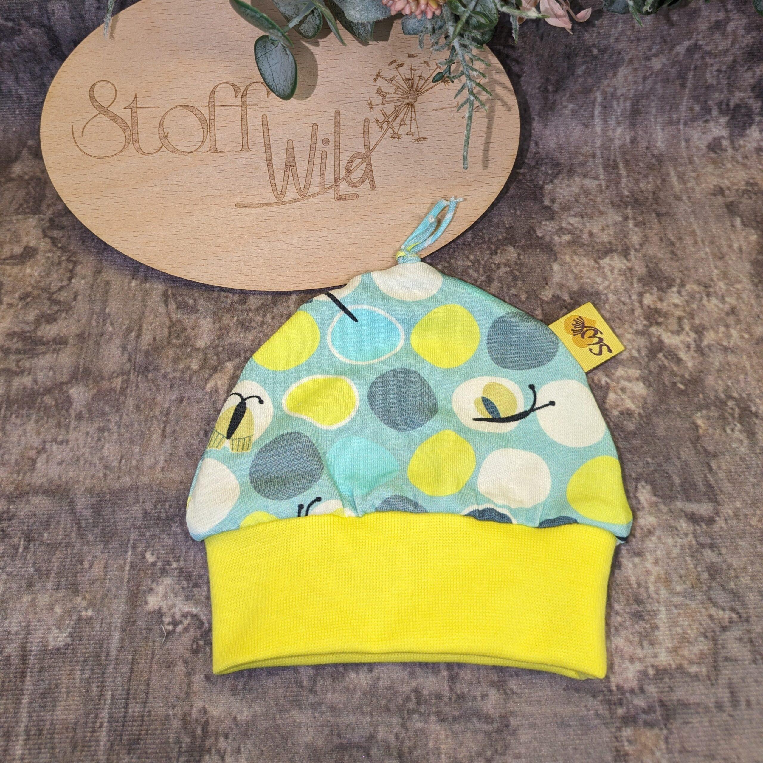 Babyset Käferchen mint, Gr. 56-62, bestehend aus T-Shirt, Bündchenhaube und Pumphose