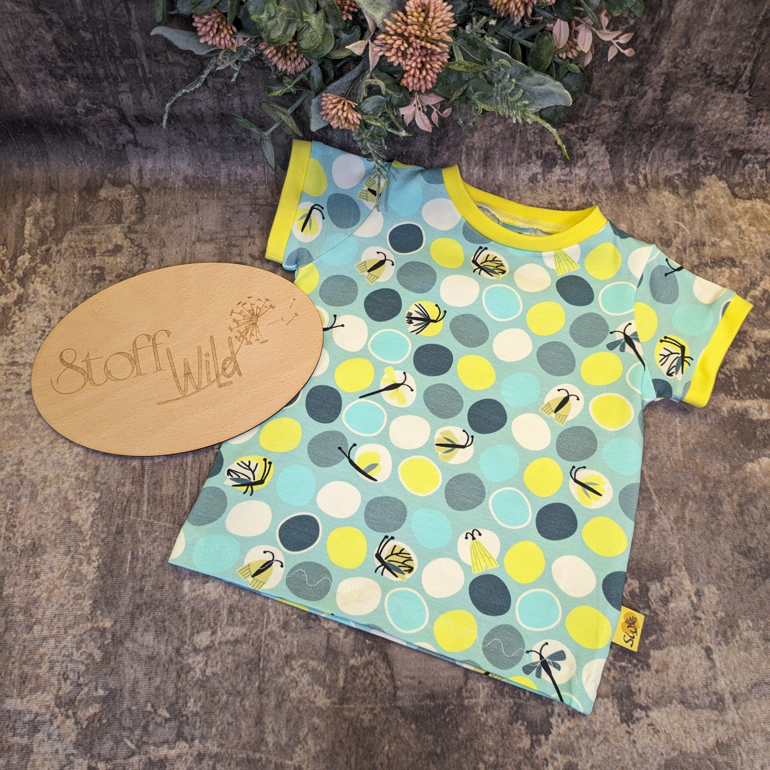 Babyset Käferchen mint, Gr. 56-62, bestehend aus T-Shirt, Bündchenhaube und Pumphose