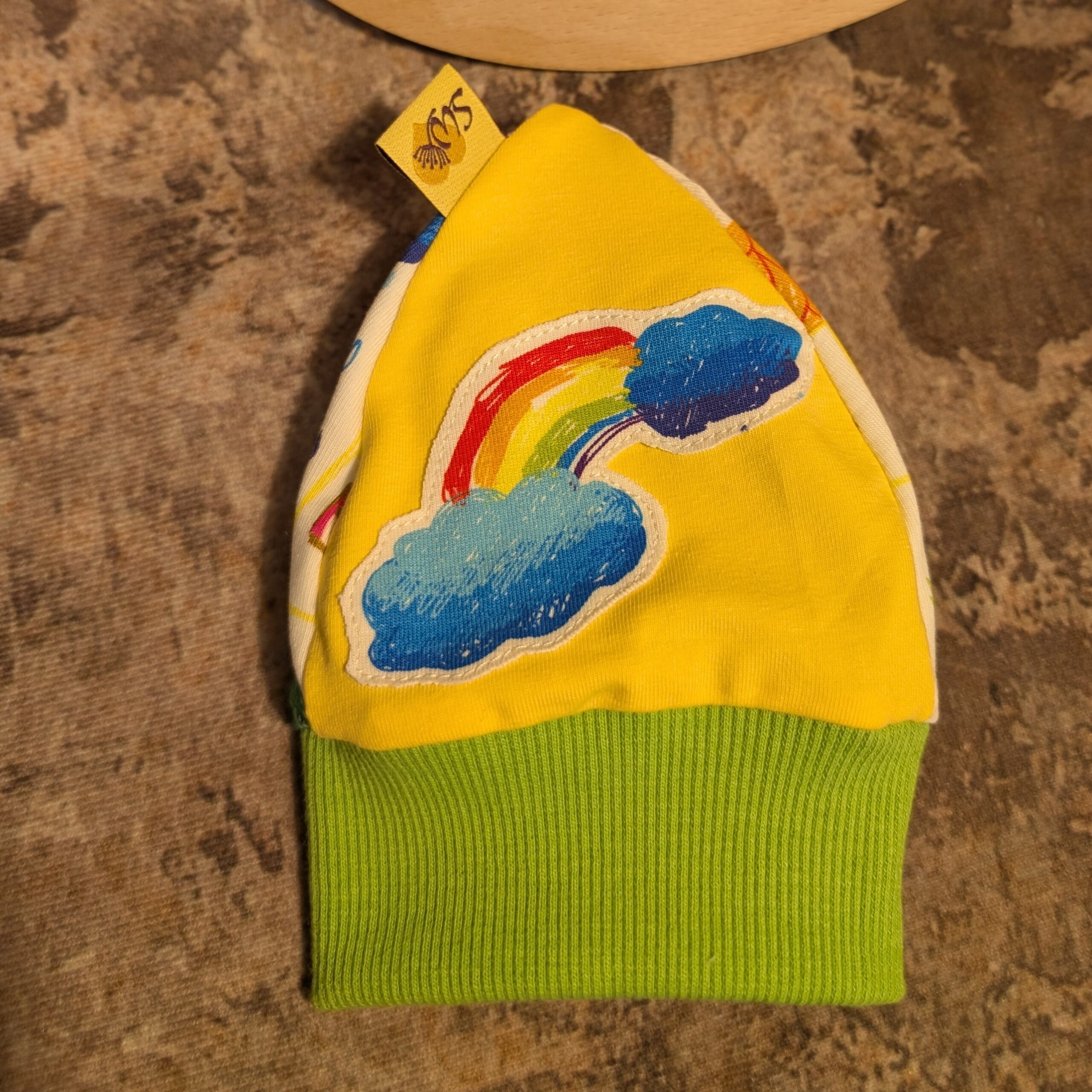 Bündchenhaube Regenbogen, Gr. S 39-45cm