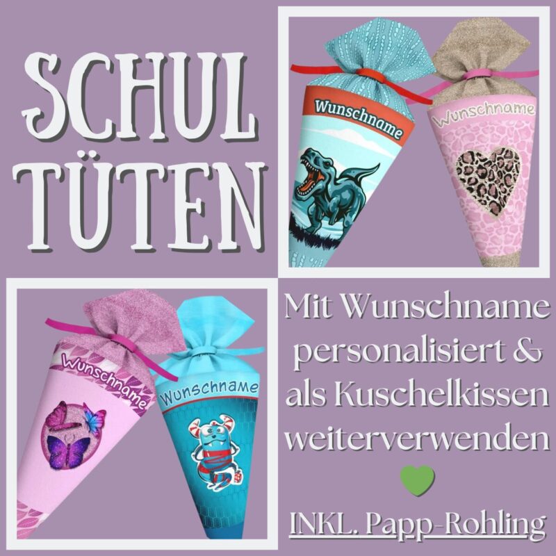 Schultüte mit Wunschname – personalisiert, handgenäht und einzigartig