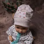 Bündchen-Haube Hase, graublau – Bild 4