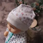 Bündchen-Haube Hase, graublau