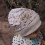 Bündchen-Haube Hase, graublau – Bild 6