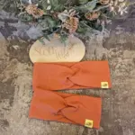 Knoten-Stirnband in Rost-Rot aus weichem Ripp-Jersey, Größen 46–51 cm und 52–58 cm, handgefertigt in Österreich