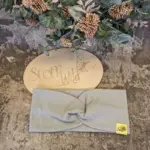 Knoten-Stirnband in Hellgrau aus weichem Ripp-Jersey, Größe 46–51 cm, handgefertigt in Österreich