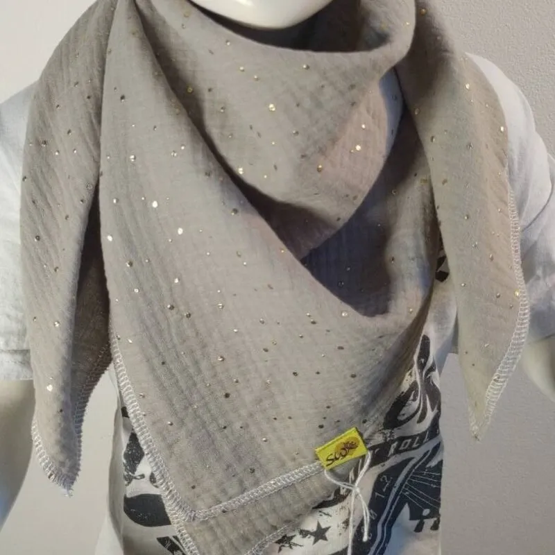 2432 Musselin-Halstuch "Goldsprenkel" 65x65cm – Bild 1