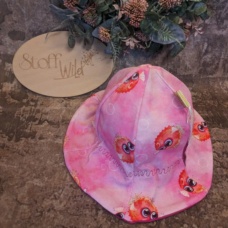 2486_1 Sommerhut mit Krempe "Kugelfisch rosa" Gr. M – Bild 1