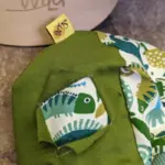 Bündchenhaube grüne Tiere, Gr. S – Bündchen mintgrün – Bild 4