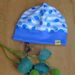 Bündchen-Haube "Himbeerchen blau"