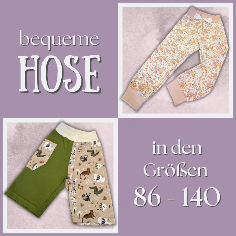 individuelle bequeme und weite Hose für Kinder von Gr. 86 - 140