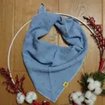 Musselin-Halstuch, Lochstrick, rauchblau 65x65cm