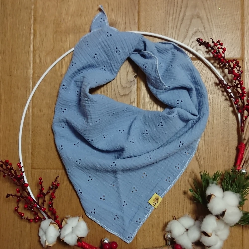 lochstrick-rauchblau Musselin-Halstuch, Lochstrick, rauchblau 65x65cm – Bild 1