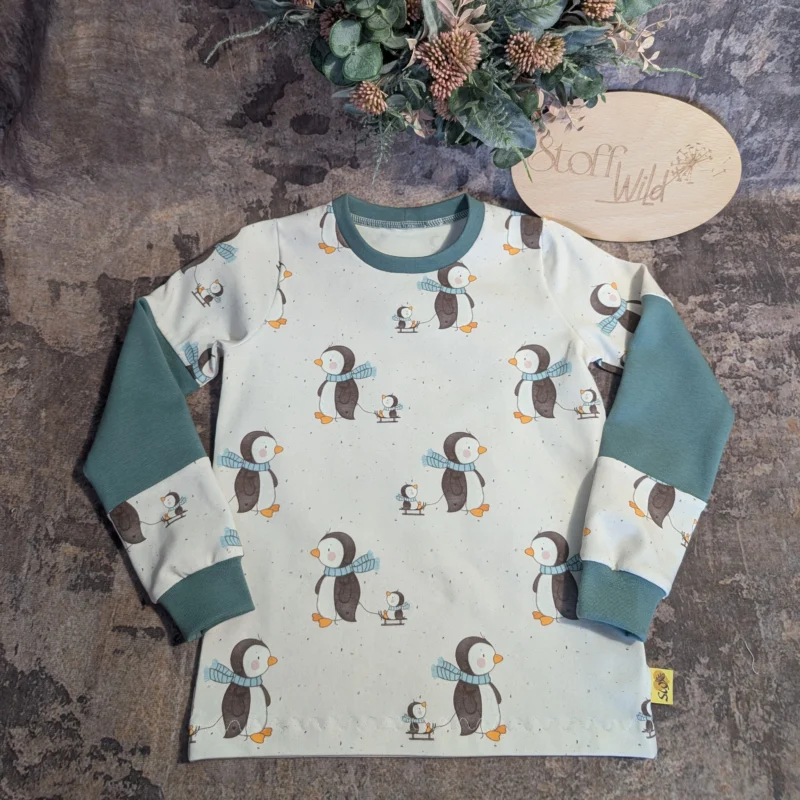 Langarmshirt Pinguin mit Unterteilungen