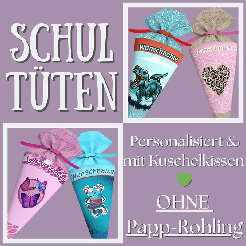 Individuelle Schultüte ohne Papprohling aber mit optionalem Kuschelkissen