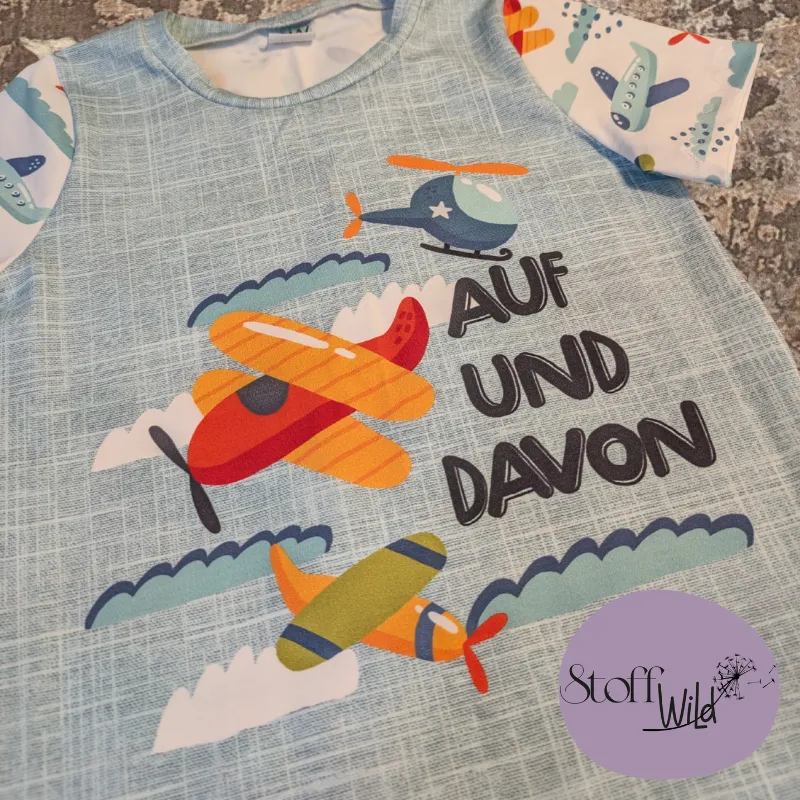 Kinder-Shirt mit Flugzeugen Bio-Jersey