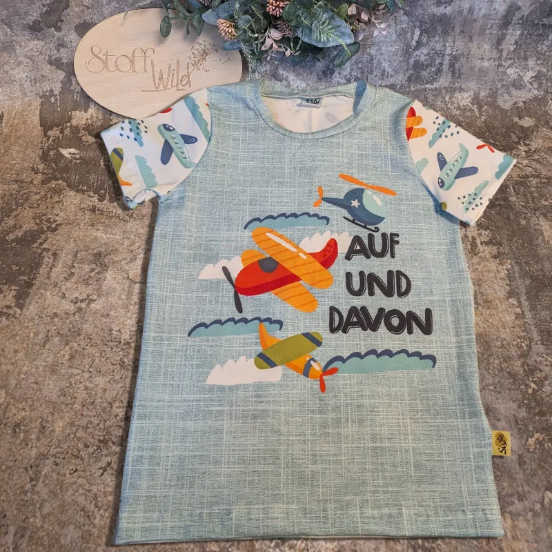 Kinder-Shirt mit Flugzeugen Bio-Jersey